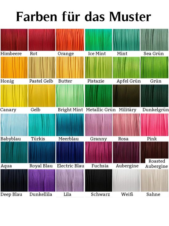 Farbtabelle PPM Seil für Muster